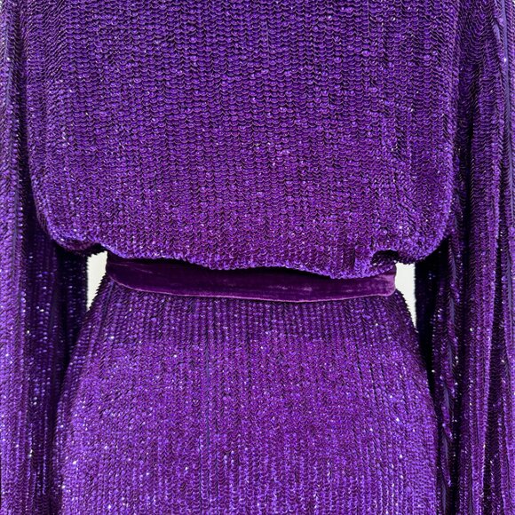 Retrofête gabrielle velvet-trimmed sequined chiffon mini wrap dress, Size M - Picture 5 of 13